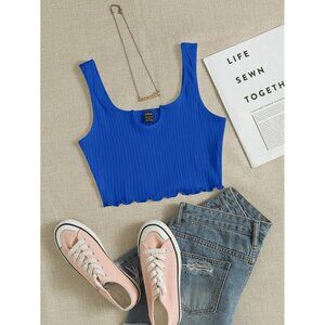 NEW‎ SHEIN SHEIN EZwear Ribbed tank top with notch collar Size L